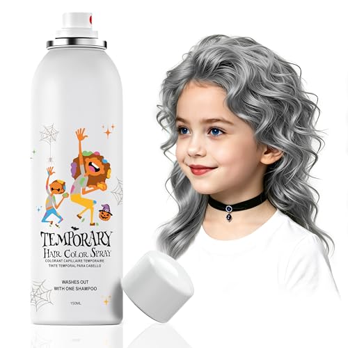 Mifeloy Temporary Hair Colour Spray Washable Instant Silver Grey Colour for Costume Cosplay Halloween Christmas Festivals & Styling 150ml Non-Sticky Party Hair Dye for Teens Men & Women