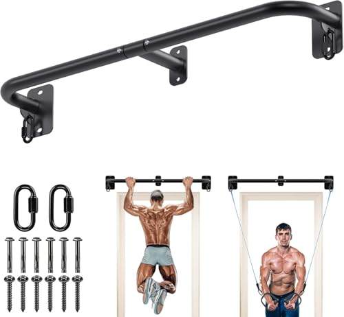 Image of TYB Wall Mount Pull Up Bar, Heavy Duty Strength Training Chin Up Bars, Door Frame Bars Ceiling Wall Mounted, Thick steel Sturdy Hanging for Home Gym Workout (Black, Adj. Pull Up Bar)