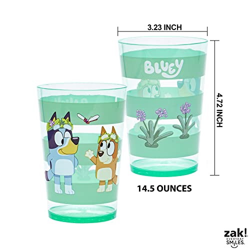 Image of Zak Designs Bluey Nesting Tumbler Set Includes Durable Plastic Cups with Variety Artwork, Fun Drinkware is Perfect for Kids (14.5 oz, 4-Pack, Non-BPA)