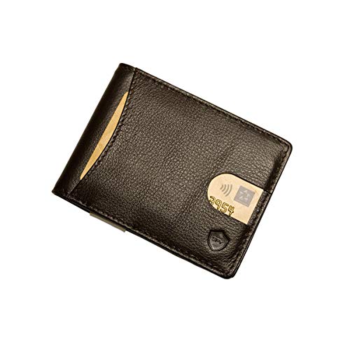 Preisvergleich Produktbild SECUREFY® fold - TÜV zertifiziertes RFID Slim Wallet - Kreditkartenetui aus hochwertigem Leder mit Geldklammer für bis zu 10 Karten - Nappa Leder - Braun