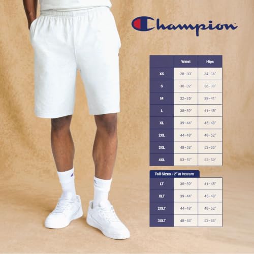 Image of Champion Men's Graphic Lounge Shorts, Standard Fit, 7 Inch Inseam, Script Logo, Lightweight 100% Cotton Jersey