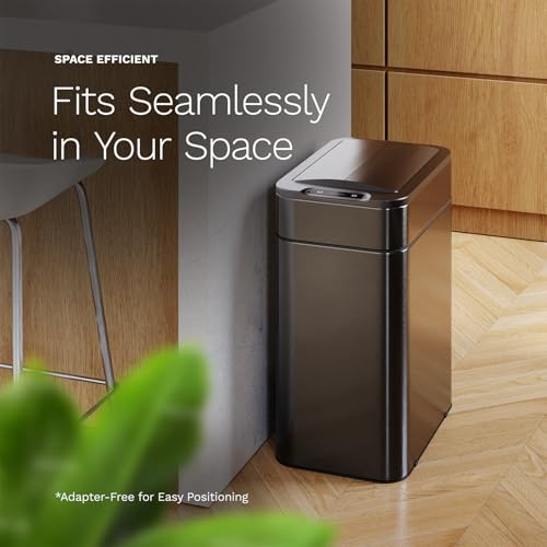 Image of hOmeLabs - 13 Gallon Kitchen Trash Can Dark Stainless Steel