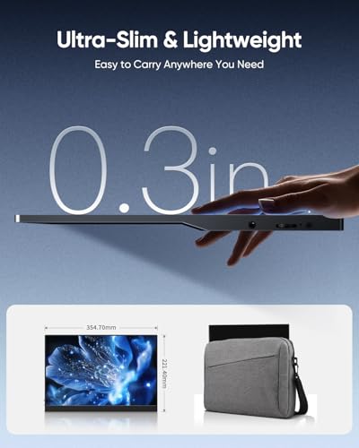 Image of CJkao Portable Monitor 15.6 inch FHD 1080P USB-C & HDMI Display Ultra-Slim IPS Screen w /Smart Cover, Dual Speakers, HDR, Eye-Care, External Monitor for Laptop, Mac, Phone, PS5, Xbox, Switch, Black