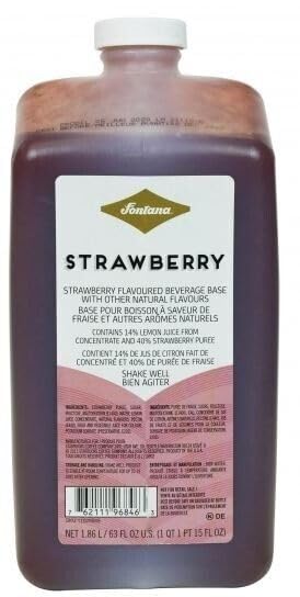 Fontana's Strawberry Sauce - Premium Flavoring Compatible With Starbuck's Coffees, Lattes, Desserts, Frappuccinos & Baking, Cocktails – Made With Real Fruit Puree - Combo Bottle & Dispensing Pump - 63 oz (Strawberry)