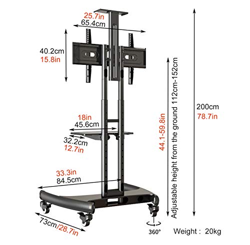Soporte de TV móvil para 32"-65" con ruedas y estante miniatura 5