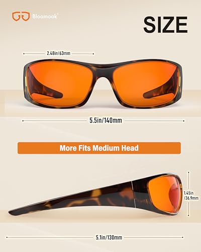Image of Bloomoak 99% Blue Light Blocking Glasses,Nighttime Sleep,Fully Wraparound Your Eyes with No Leaks for Side Glare