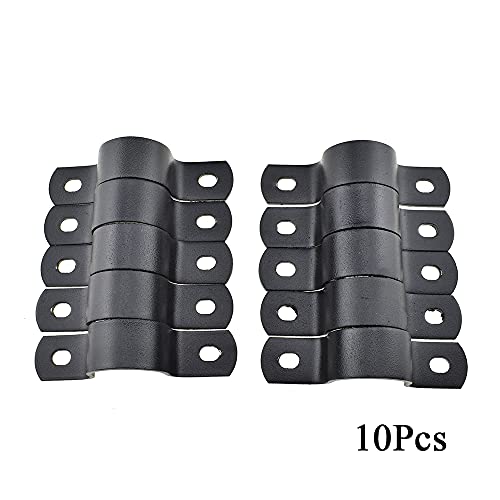 Hahiyo Two Holes Pipe Tube U Bracket Clamps 27Mm Heavy Duty No Rust Shiny Strong Resist Wind No Sharp Rigid Strap Clip Conduit Ring Carbon Steel Material Black For Fixing Supporting Decorating 12Pcs #TOP7