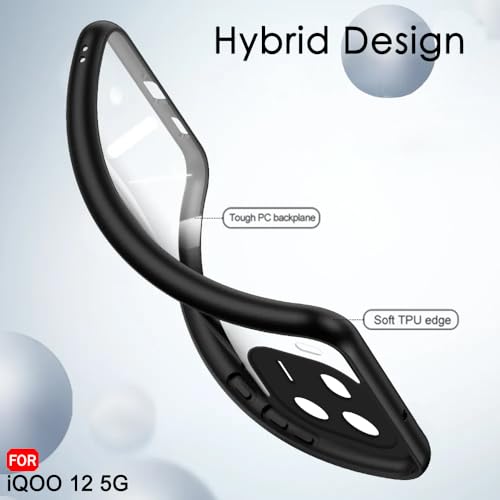 Image of TheGiftKart Ultra-Hybrid Shockproof Back Cover Case for iQOO 12 5G | Camera Protection Bump | Hard Back Cover Case for iQOO 12 5G (PC & TPU, Transparent Crystal Clear Back, Black Sides)