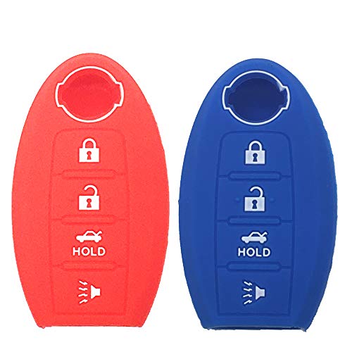 Coque de protection LemSa rouge et bleue pour clé de Nissan Altima et Rogue
