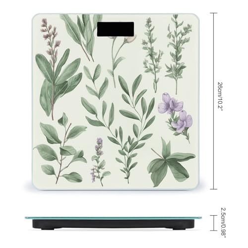 Báscula digital de cuerpo verde con hojas y ramas miniatura 2