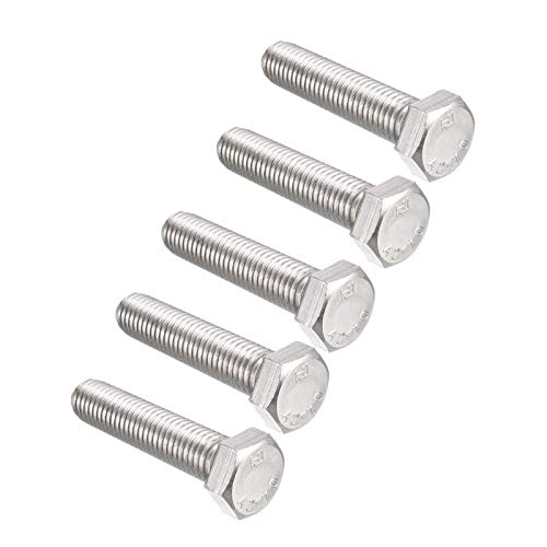 Image of 5 Pcs M12 Hex Bolt M12-1.75 x 60mm UNC Hex Head Screw Bolts A2-70(304) Stainless Steel Fully Threaded Hex Tap Bolts,Plain Finish,Fully Threaded (M12 x 60mm)