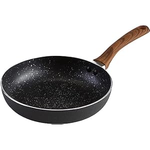 IMUSA USA Woodlook 8″ Black Stone Fry Pan Handle and Speckled Nonstick Interior, 8″