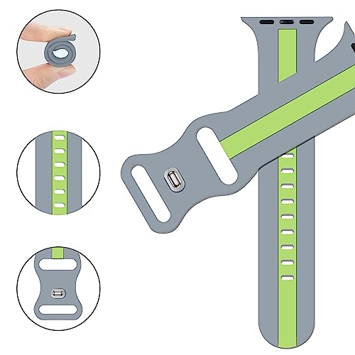 Image of GRIPP Tutone Soft Silicone Watch Strap for 44mm /45mm /46mm /49mm, Watch Series 11 /10 /9 /8 /7 /6 /5 /4, SE 3 /2 /1, Ultra 3 /2 /1, Durable, Flexible, Lightweight, Adjustable (Watch Not Included)