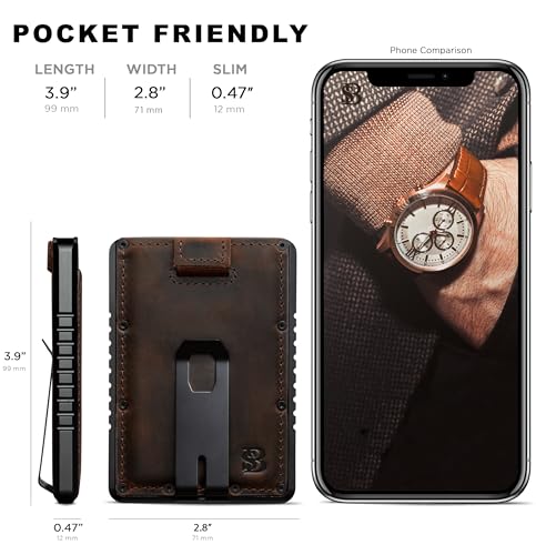 Serman Slim RFID Blocking Wallet with Money Clip - Metal Minimalist Front Pocket Wallet