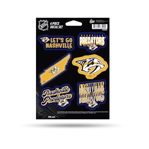 Rico Industries NHL Hockey Nashville Predators 6-Piece Decal Set