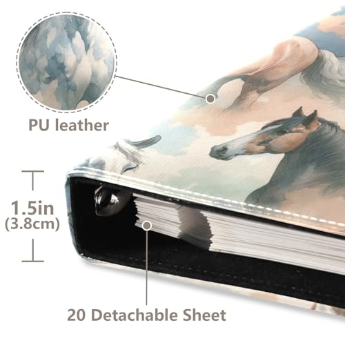 Álbum de fotos adhesivo DIY Scrapbook Albúm acuarela caballos corriendo 3 anillos encuadernador, 40 páginas, 8x10 para memoria miniatura 4