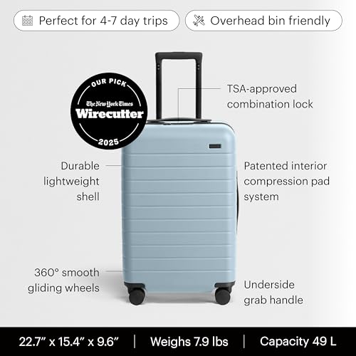 Image of Away Amazon Exclusive Bigger Carry-On Luggage - 23-Inch Lightweight Hardside Suitcase with 360 Spinner Wheels, Interior Compression System, TSA-Approved Lock - Sky Blue