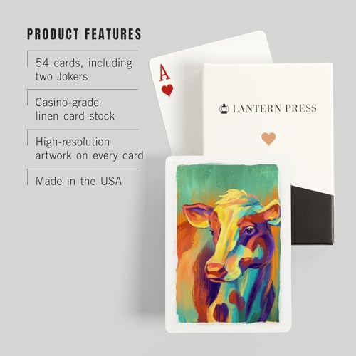 Baraja de cartas Lantern Press Cow, 52 piezas tamaño póker miniatura 3