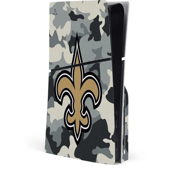 Skinit Decal Gaming Skin Compatible with PS5 Slim Disk Console - Officially Licensed NFL New Orleans Saints Camo Design