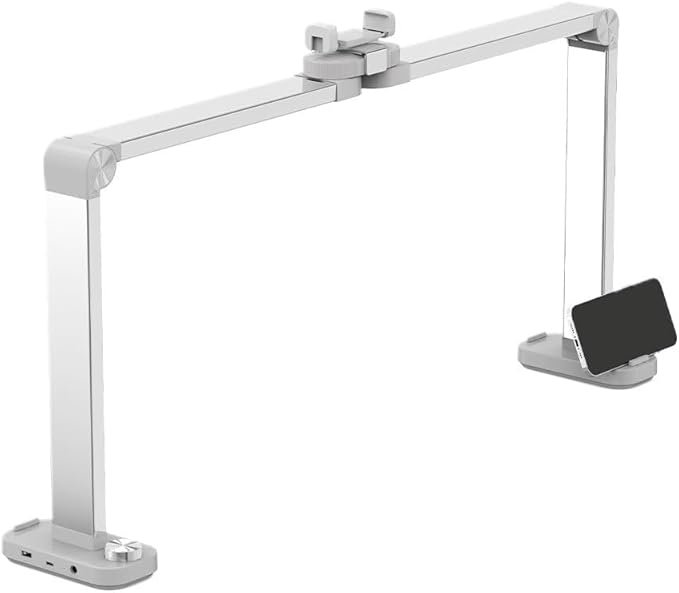 Welinspift Upgraded Nail Tech Lamp for Desk w/Phone Holder – 34” 40W Foldable LED Desk Light, 3 Color Modes 3000K-6000K, Adjustable Brightness, Ideal for Manicure, Lash Eyelash, Tattoos & More