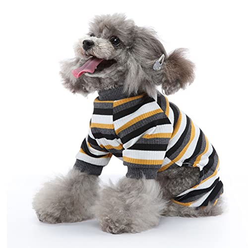 Pijama listrado para cães, macacão macio para filhotes de 4 pernas, macacão para animais de estimaçã