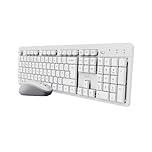 Trust Ody II Silent Wireless Keyboard and Mouse Set QWERTY UK Layout, Floating Low Profile Keys, One USB Receiver, Spill-Resistant, Ambidextrous Mouse, Quiet Combo for PC Laptop Mac, White