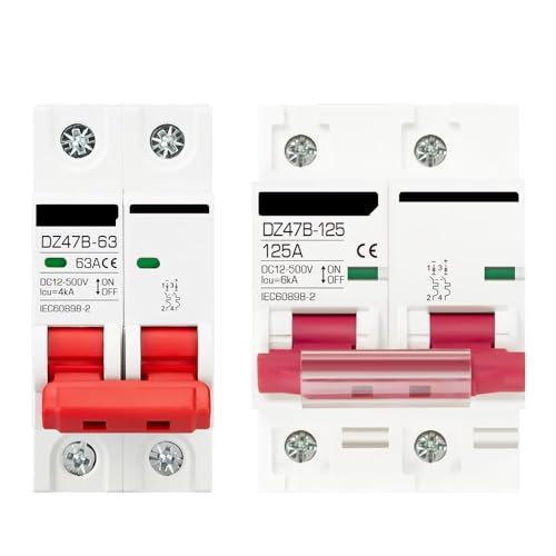 Disjoncteur 2P DC 500V 12V 24V 48V interrupteur isolateur batterie 125A MCB