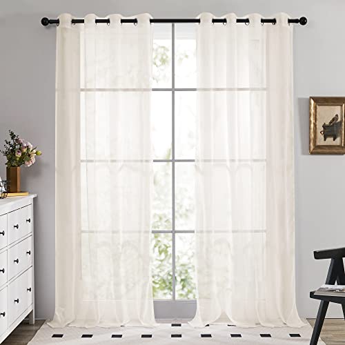 Deconovo Visillo para Ventana Cortina Transparente para Jardín 2 Paneles 140 x 183 cm Beige