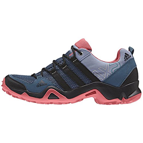 adidas outdoor Women's AX2 Hiking Shoe, Prism Blue/Black/Super Blush, 9 M US