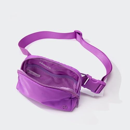 Image of Pander Two Way Zipper Fanny Pack Nylon Everywhere Belt Bag for Women, Water Repellent Waist Packs, Crossbody Bags with Adjustable Strap (Violet).