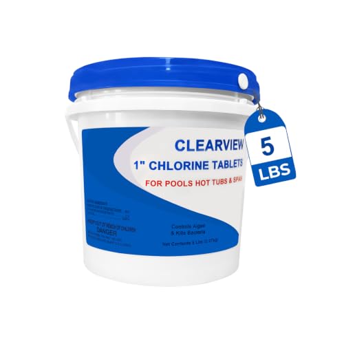ClearView Chlorine Tablets 1 Inch 1 Chlorinating Tablets for Pools 5 Lbs