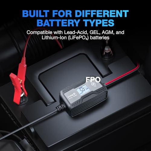 Image of Type S 5A Smart Battery Charger & Maintainer - 6V & 12V Automatic Car Battery Charger for Cars, Trucks, Motorcycles, Boats, ATVs, Lawn Mowers, RVs - Lead-Acid, AGM, Gel, LiFePO4 Batteries