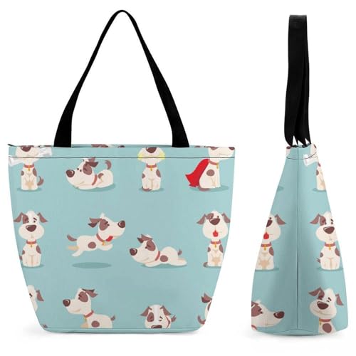 Sac à main pour femme grand volume 28.5x18x32.5cm imprimé chien mignon