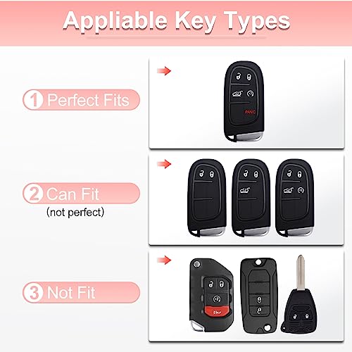 Image of Pangpai Pink Key Fob Cover for Jeep, Soft TPU Key Case Protection with Bling Keychain Fit for Jeep Grand Cherokee Renegade Wrangler Patriot Grand Commander