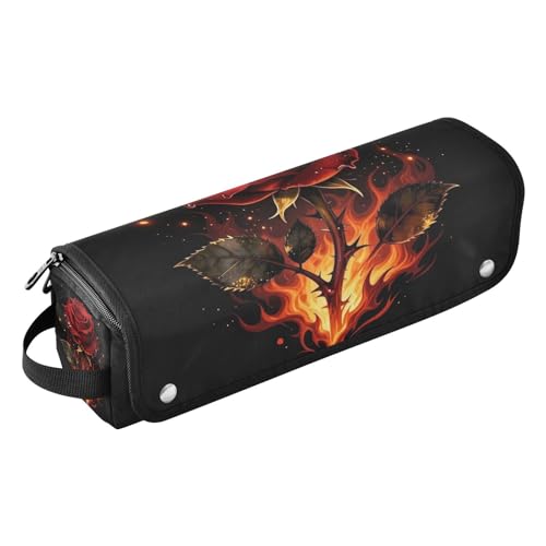 Bolsa para herramientas de cabello con tapete resistente al calor desmontable, organizador portátil para plancha, herramientas calientes y accesorios de cuidado capilar, estilo gótico con rosa roja miniatura 1