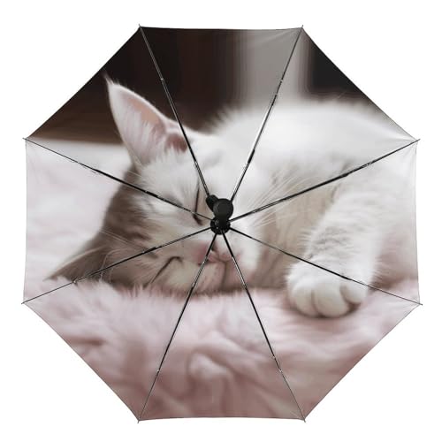 Chat endormi parapluie pliant automatique compact étanche