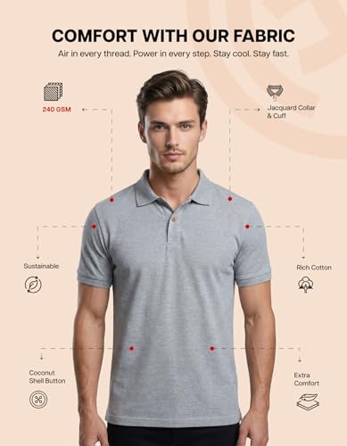 Image of Scott International Cotton Polo T Shirt | Collar Tshirts | Half Sleeves Plain T Shirt | T-Shirt |Tshirt for Men Stylish | Men's Tshirt