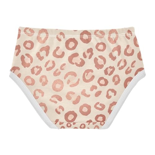 Girls Briefs, Rose Gold Leopard Spots Beige Toddler Panties, Girls Underwear Cotton, 2T–8 Years2