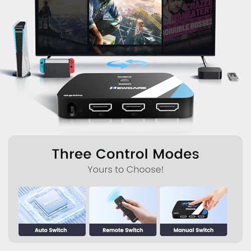 Image of [Upgrade] HDMI Switch 3 in 1 Out, 4K@60Hz with Remote, HDR10+ Dolby VRR 3D