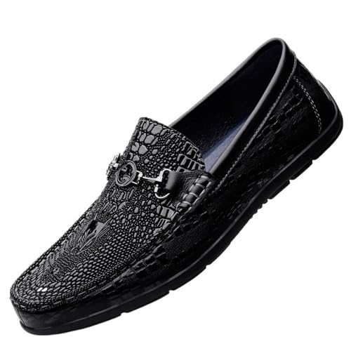 Men's Leather Round Toe Dress Shoes Classic Casual Slip On Comfort Fashion Office Oxfords Loafers2