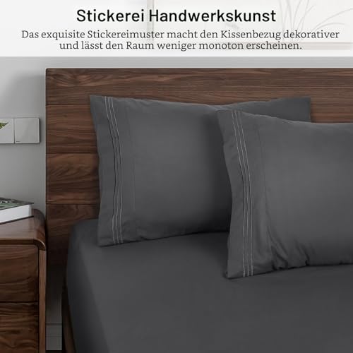 Lirex 2er Pack Kissenbezug 50 x 101 cm, Weiche Gebürstete Mikrofaser-Kissenbezüge, Hotelverschluss kopfkissen bezug，Kopfkissenbezug aus weichem Mikrofaser ，Oeko-TEX Zertifiziert (Dunkelgrau)