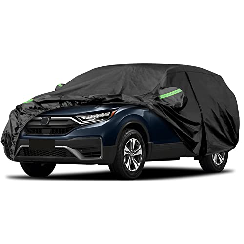 Image of Waterproof Car Cover Compatible with 2002-2025 Honda CR-V, Black Car Cover with Inner Cotton & Safety Lock for Snow Rain Dust Hail Sun Protection