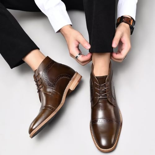 Image of Arkbird Chukka Boots for men, Grainy Leather Lace-up Ankle Boot Fashion and Comfort Casual Oxfords