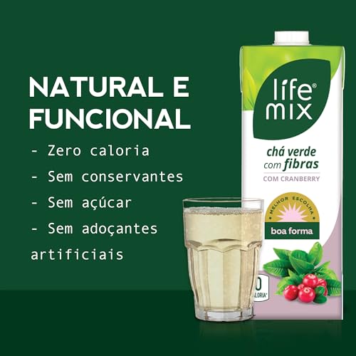 LIFE MIX - Chá Verde Com Cranberry Zero Caloria - Sem Conservantes, Sem Corantes e Sem Adição de Açú