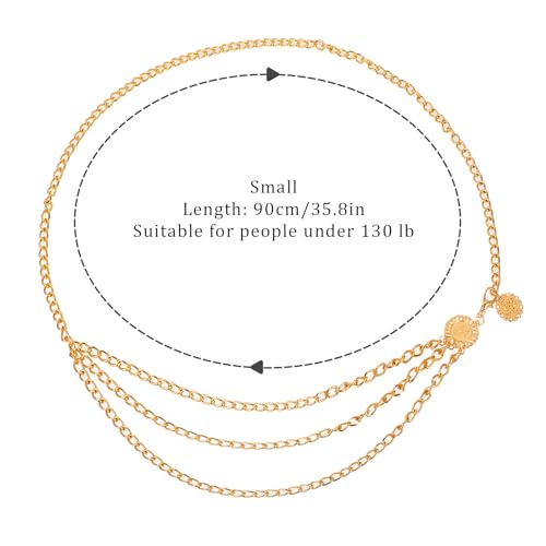 Multilayer Metal Waist Chain Belt for Women, Body Belly Chain for Women Fashion Adjustable Gold Belts for Woman Dress Jeans Trousers Western Accessories for Female Gift for Friends Lover2