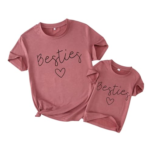 Besties Mommy and Me Matching Outfits Mothers Day Shirt Mom Daughter Matching T-Shirt Top for Women Toddler Girl