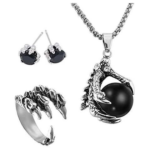 EQLEF Drachenklaue, Gothic Dragon Claw Halskette Legierung Cover