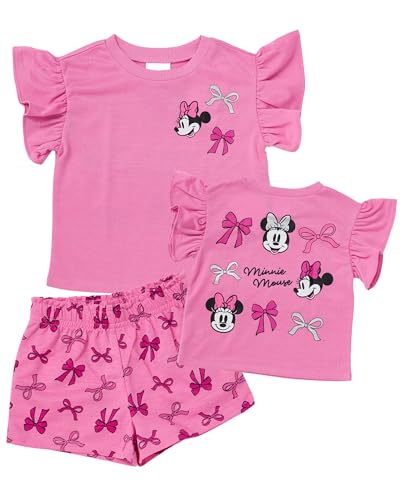 Image of Disney Minnie Mouse Outfit for Girls, 2-Piece Short Set | Minnie Mouse Shirt and Short, Elastic Waist, Disney Trips, Summer Play