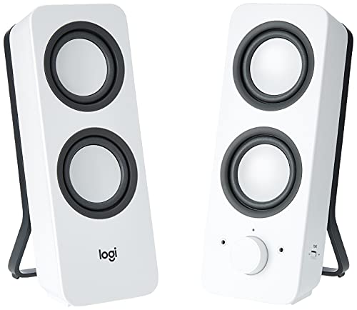 Logitech Z200 2.0 Altavoces Estéreo, 10 Vatios, Sonido Estéreo Detallado, Graves Ajustables, Conexión 2 Dispositivos, Entrada Audio 3.5 mm, Controles Sencillos, Enchufe EU, TV/PC/Móvil/Tablet, Blanco