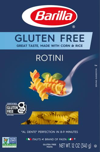 Image of BARILLA Gluten Free Rotini, 12 Ounce - Non-GMO Gluten Free Pasta Made with Blend of Corn & Rice - Vegan Pasta (Pack of 4)
